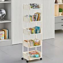 3/5-Layer Wheeled Mobile Bookshelf Storage Cart - Compact Rolling Bookshelf For Learning Organizer, Home Office, Classroom, Bedroom, Library - Space Saving And Easy To Assemble - Suitable For Students And Professionals, Bookshelf Furniture, Easy Assembly, Christmas Gifts - 5-layer Minimalist White - View 12