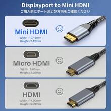 DisplayPort to Mini ケーブル 1M 4K@60Hz UHD デスクトップ ノートPC ポータブルモニター AMD NVIDIA ARZOPA プロジェクター ミニPC対応 DP-Mini ユニ方向ナイロン耐曲げケーブル - 1.5M - チェックする 2