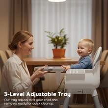 6 In 1 Baby High Chair Convertible Highchair For Babies And Toddlers Booster Seat For Kitchen Chair - Grey - View 9