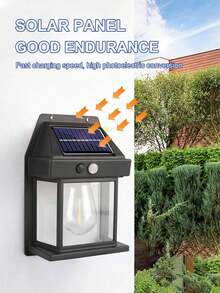 1pc/2pcs/4pcs Solar Powered Tungsten Filament Sensor Wall Lights, Vintage Outdoor Waterproof Garden Lamps, Decorative Atmosphere Lights For Villa Landscaping, Retro Style Decor, Night Security, Garden Illumination And Nostalgic Scenes - Black - View 7