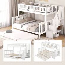 Kids Bed Frames, Headboards & Footboards - White + Pine + 140cm*200cm - View 2