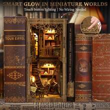 DIY Miniature Wooden Puzzle | Vintage Book Collection With LED Lights | 3D Bookends For Decorating Bookshelves | Creative Gifts - Brown - View 4