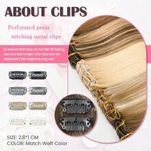 XAPY Aison Ash Brown Hair Extensions Real Human Hair Cl Ins 70G Remy Human Hair Soft  Straig For Fashion Wen 7pcs 16cls One Pack 15 Inch #8 - 彩色 - 查看 6