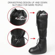 Down Camping Socks - Ultra Warm Down Booties For Sleeping Bags, Hiking & Winter Indoor Use, Waterproof 20D Nylon, Unisex Cold-Weather Boots - Black - View 4