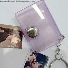 1pc/2pcs Mini Glitter Transparent Photo Album, 16 Capacity, With Keychain, 1 Inch Pocket Insert Style ID Photo Album, Minimalist & Elegant Student Portable Photo Album - Clear - View 12