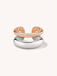 925 Sterling Silver Handmade Minimalist Dual-Tone Jewelry, Women's Daily Wear Mixed Match Earrings - Multicolor - View 13