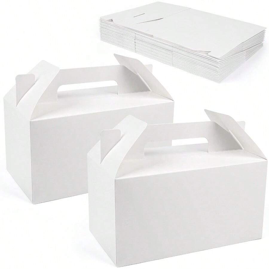 CZ Gable Boxes For Party Favor 9.5 X 5 X 5 Inches 25 Pack Large Treat Box With Handles White Gift Boxes Goodie Box For Birthday Wedding  Shower Lunch 5837 - 25件95x5x5英寸 - 查看 1