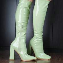Stylish Patent PU Boots: Your Perfect Fashion Companion - SAGE - 查看 12