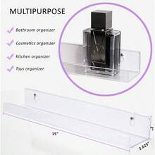 - Juego de 2 estantes flotantes de acrlico Transparentes montados en la Pared para cosmticos, Fotos, Libros, 15 Pulgadas - inicial - Ver 4