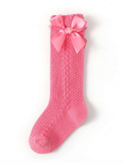 1 Pair Women's Bow Decor Colorful Lace Mid-Calf Socks, Suitable For Daily Wear