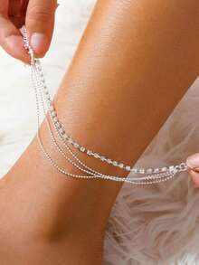 2/3 szt. srebrnych bransoletek na kostkę dla kobiet, modna minimalistyczna biżuteria na stopy, idealny prezent dla mamy/dziewczyny - Srebro - Zobacz 11