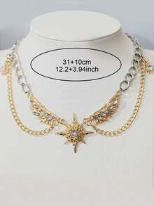 Gothic Punk Style Sweet Dark Wing Star Pendant Necklace, Unisex Y2K Creative Necklace - Hip-hop Necklace - View 5