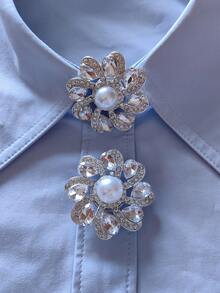 1 Stück/2 Stücke elegante Blumen Geometrie Knopfabdeckungen, Hemd Knopfabdeckungen zum Aufclipsen, Mode Kristall Manschettenknöpfe Abdeckung, geeignet für Smoking und Hochzeitskleider Dekoration