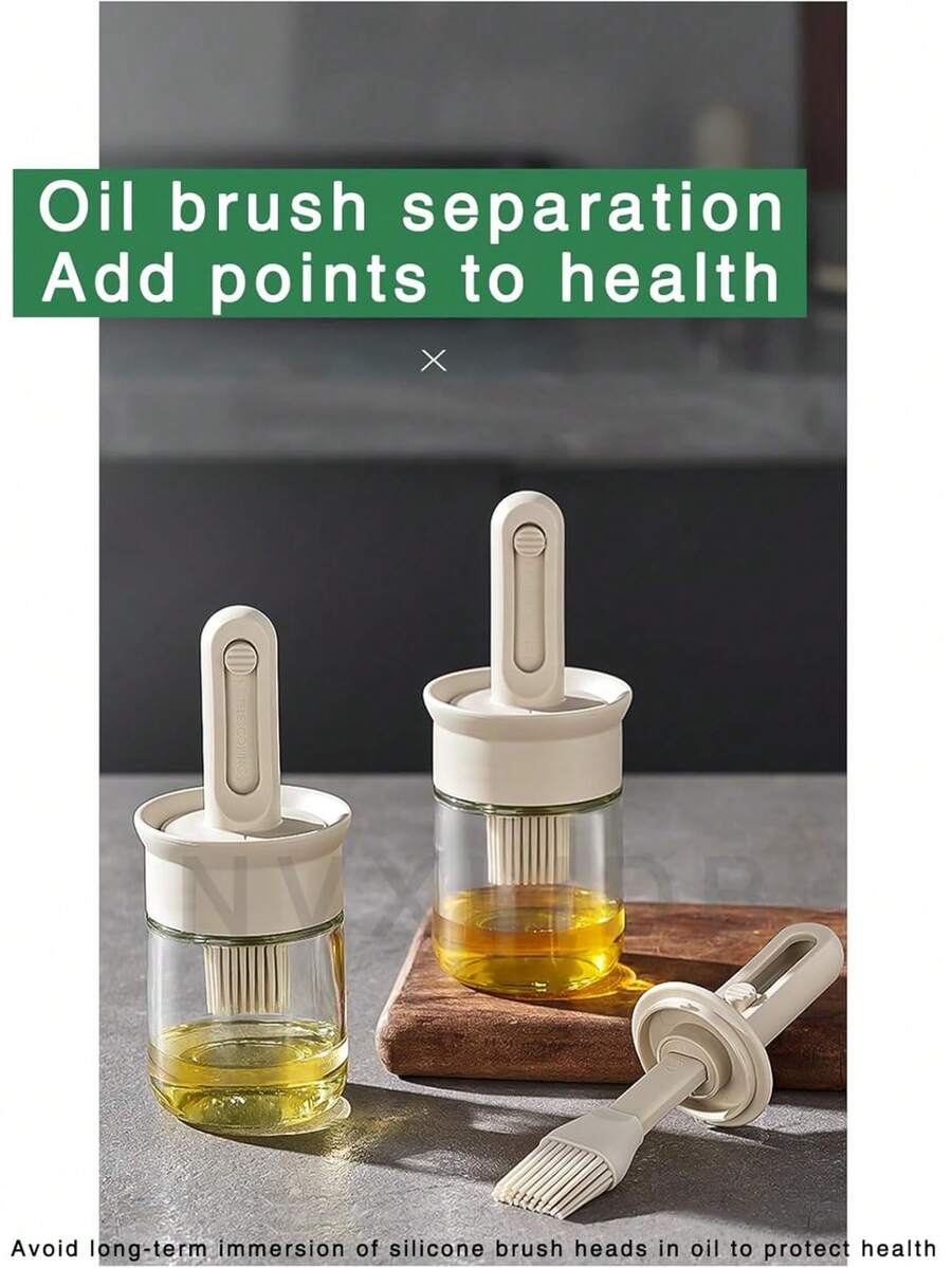 二合一油瓶，配有可伸缩硅胶刷和锁扣瓶盖。玻璃油瓶搭配耐热刷头，也可作为硅胶糕点刷使用。适用于烹饪、醋和酱汁、烧烤、煎炸等。生日礼物、厨房工具、厨具。也适合户外露营。 - 彩色 - 查看 1