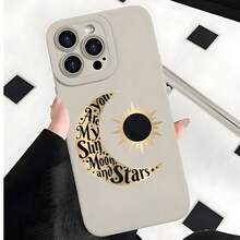 2026 nueva funda de teléfono esmerilada, funda de teléfono con impresión de luna y sol, diseño de luna y estrellas para iPhone 17 15 14 13 12 11 Pro Max Plus,  Galaxy S23 S22 S21 S20 S10 S9 S8 Note 20 10 9 8, regalo de pareja para él y ella, regalo de San Valentín o cumpleaños - Negro - Ver 3