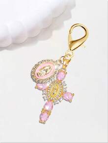 钻石粉色十字架闪亮钥匙扣，珍珠钻石吊坠 - 十字架钥匙扣、包包挂饰、十字架吊坠、钱包装饰、背包装饰、耳机盒装饰、行李箱及汽车装饰戒指配件 - 集珍珠、钻石和浪漫元素于一体的珠宝单品，是送给女性的理想礼物 - 彩色 - 查看 9