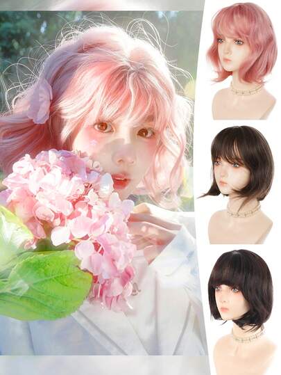 12 tums mikrolockig kort peruk fluffig naturlig peruk kort mikrolockig peruk med rak lugg syntetisk värmebeständig peruk lämplig för kvinnor dagligt festivalbruk