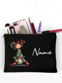 Customizable Makeup Bag - Cute Personalized Canvas Makeup Bag, Can Customize Letters And Names. Lightweight Zipper Makeup Bag, Also Can Be Used As Gift Bag, Toiletry Bag, Wallet, Coin Purse, Pencil Case. - Multicolor - View 4