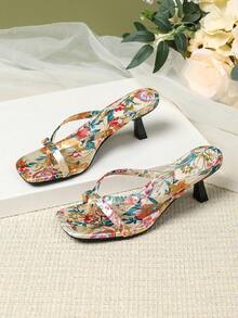 Giày sandal cao gót nữ kiểu Pháp với họa tiết da báo mới, gợi cảm và đa năng. - Màu be - Xem 4