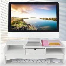 Monitor Lift Stand, Laptop Workstation Screen Holder, Home Office Desk Organizer With Drawers, Laptop Workstation Screen Holder - White - View 4