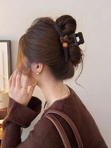 topshiny 1pc Leopard Print Cute Bear Large Hair Clip, Elegant Hair Claw For Women Hair Accessories Fashion Hair Clutch