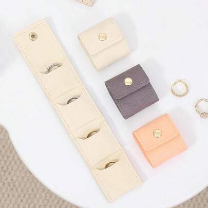 1pc Minimalist Portable Compartment Jewelry Bag, Ring Storage Box, Travel Earring Necklace Jewelry Organizer Pouch, Foldable Jewelry Storage Bag For Outdoor Travel