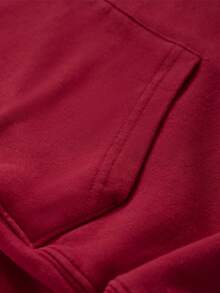 棉質女上衣，街頭風跑車圖案上衣，女式基本款寬鬆連帽衫，春秋垂感帶棉柔軟透氣落肩長袖上衣 - 紅色 - 查看 6