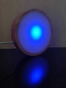 Yonii 1pc Night Light, Wooden LED Soft Lighting For Bedroom, Nursery, Hallway, DIY Decor To Create Your Own Dreamlike Experience - USB Round Board - View 6