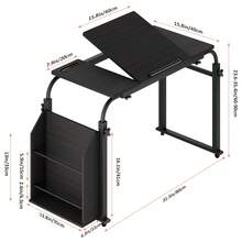 40cm Wide Desktop Over Bed Table Overbed Table With 360 Degree Wheels, Side Bookshelf, Over The Bed Table Adjustable Height And Length - Wooden Color - View 3