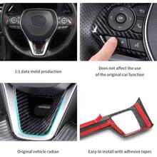 Carbon Fiber Color Car Steering Wheel Buttons Sequins Cover Trim Auto Interior Steering Wheel Accessories Corolla 2020 2021 2022 2023 2024 RAV4 2019 2020 2021 2022 2023 - 黑色,灰色 - 查看 2