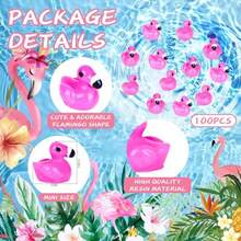 HAWTMini Flamingos 100 Pack - Cute Tiny Flamingos To Hide Deep Pink Mini Resin Flamingo Ducks Figurines For Fairy Garden Dollhouse Miniature Landscape - 100 - 查看 2
