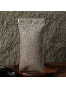 2025秋冬畅销促销荔枝纹自动闭合数据线耳机收纳袋，迷你便携数码包，带按扣