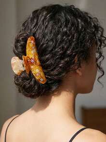 1 pezzo Fermaglio per capelli a fiore con strass, fermaglio per capelli in fibra di acetato resistente, fermaglio per capelli a fiore stellato color caramello, fermaglio per capelli retrò carino, accessorio per capelli da donna e ragazza, complemento di moda per outfit autunnali/invernali, elegante fermaglio per capelli - Multicolore - Visualizzare 2