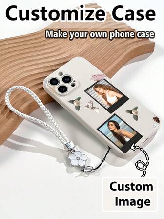 1 st anpassningsbart TPU-telefonskal med vit bakgrund och 1 st vitt blommigt snöre, lämplig för årsdagar, alla hjärtans dag, födelsedagar, bröllop, mors dag, fars dag, presenter till bästa vän, presenter till mamma/pappa, presenter till pojkvän/flickvän, kompatibel med Apple/Android///OPPO-telefoner