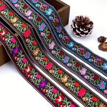 2 Yards Vintage Jacquard Ribbon Trim | Woven Jacquard Ribbon, Embroidery Sewing Lace Ribbon Fabric | For Decorative Edging - Multicolor - View 3