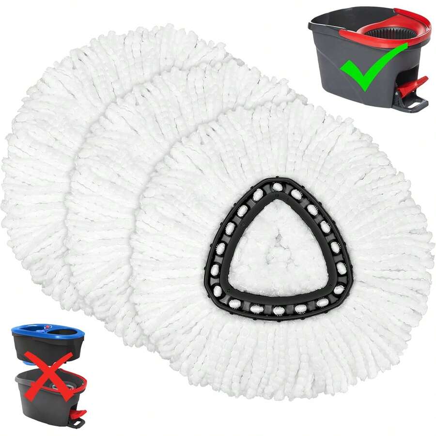 Mop Replacement Heads For O-Ceda Mop Replace Head EasyWrin Spin Mop Heads Replacements, Microfiber Spin Mop Refills, Easy Cleaning Mop Head Replacement (White-3 Mop Heads) - 白色 - 查看 1