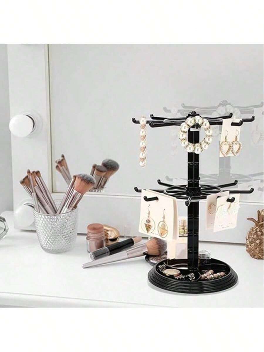 1pc Simple & Fashionable Multi-Layer Rotating Earring Organizer Rack, Jewelry Display Stand For Earrings, Bracelets, Necklaces, Hair Accessories, Home Decor, Valentine's Day Gift For Her