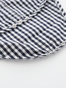 BOARNSEORL 男婴 Polo 领蝴蝶结格子衬衫，时尚百搭，适合休闲、上学、节日活动、春秋季 - 黑色 - 查看 4