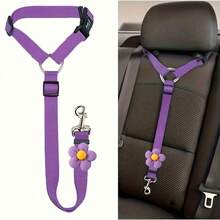 1Pc Pet Car Seat Belt Traction Rope, Car Cat And Dog Retainer, Retractable Car Safety Rope - hoa - Xem 3