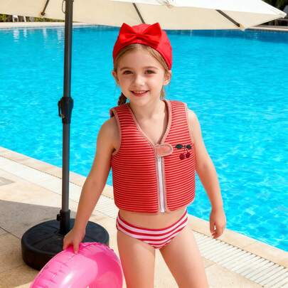 儿童充气游泳救生衣背心 - 浮力救生衣 - 轻便透气，男女童均适用，无袖设计，适合水上游泳、户外水上运动背心