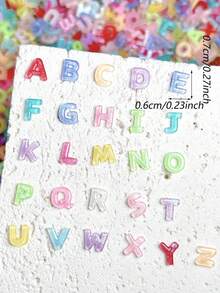 30 piezas Decoraciones de arte de uñas de letras en inglés de dibujos animados de ABS de colores aleatorios, joyas de uñas de piedras rhinestone planas 3D con letras lindas, adecuadas para pendientes DIY, collares, pulseras, decoraciones de arte de uñas - Multicolor - Ver 5