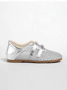 Vintage Red Versatile Hook & Loop Mary Jane Shoes Women 2025 Spring New Leather Casual Round Toe Flat Shoes - Silver - View 5