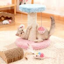 Sisal Cat Scratching Post With 2 Hanging Sisal Balls, Double - Layer Mouse - Cat Climbing Frame, Cat Jumping Platform, Cat Tree, Cat Interactive Furniture And Boredom - Relieving Toys. It's A Cat Activity Center For Indoor Kittens And Adult Cats, Taking Up Little Space In Small Apartments.Cat Supplies.