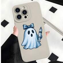 2026 nueva funda de teléfono esmerilada, funda de teléfono fantasma con lazo azul e impresión de jeringa para  17 14 Pro Max  17 13  17 12  17 11  Galaxy S23 S22 S21 S20 funda de protección para teléfono, funda de pareja, regalo para novio novia, regalo de vacaciones - Azul Klein - Ver 4