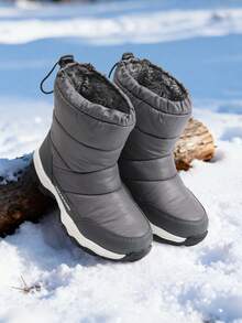 Kids Lightweight Slip-Resistant Snow Boots For Boys & Girls | Waterproof Mid-Calf Winter Shoes For Kids - 灰色 - 查看 2