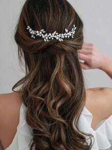 Nuevo estilo europeo y americano de diadema nupcial con rhinestones y perlas, accesorios para el cabello de vestido de novia