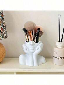 1pc Awaoko Makeup Brush Holder - Elegant Facial Storage Box With Brush Slots, No Assembly Required, Suitable For Home, Salon, Office - Compatible With Makeup Brushes, Eyebrow Pencils, Lipsticks - Modern Manicure Desk Decor, Artistic Design, Lightweight Construction, Compact & Practical, Salon Accessory, Home Organizer - Nhiều màu - Xem 3
