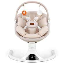 Baby Swing With Remote Control, 5 Speed Adjustable, Machine Washable Seat Pad, 5 Point Safety Harness, Bluetooth Music, Electric Swing For Babies, Indoor Outdoor Use (Beige) - 米色 - 查看 7