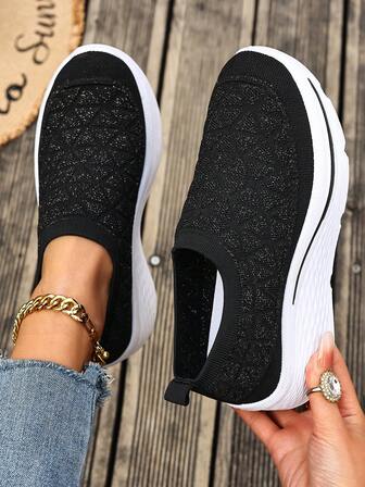 2025 Women's New Casual Versatile Sneakers, Solid Color Breathable, Suitable For Spring, Summer, Autumn, Outdoor Slip-On