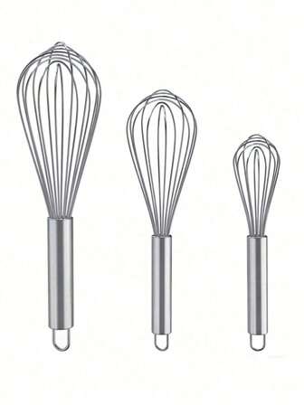 1/3pcs Stainless Steel Egg Beater, Small Kitchen Tool For Whisking Egg Liquid And Whipping Cream, For Cake Making